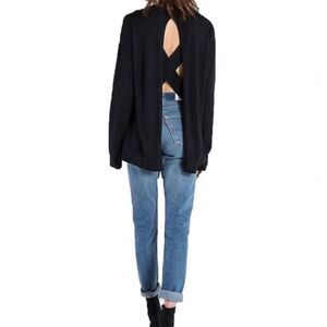 n:Philanthropy Ariel Open Crisscross Back Crewneck Sweater Black Sz Small